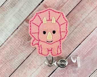 Pink Dinosaur Badge Reel, Dinosaur Badge, Nurse Badge Clip, ID Badge Holder, Retractable Badge, Nurse Badge Reel, Cute Badge Holder, RN Gift