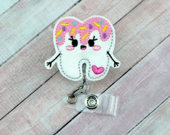 Sweet Tooth Badge Reel - Dentist Gift -  Tooth Badge Reel - Cute Badge Clip - Badge Clip - Badge Pull - Tooth Badge  - Lanyard -Badge Holder