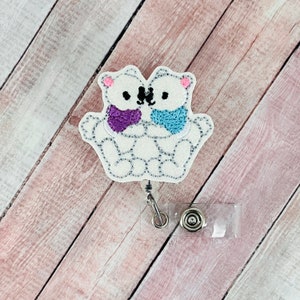 Polar Bear Badge Reel, Winter Badge Reel, Christmas Badge Clip, Retractable ID Badge Holder, Teacher Lanyard, Nurse Gift, Medical Gift