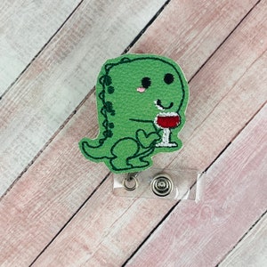 Wineosaur Dinosaur Badge Reel, Nurse Badge Reel, Retractable ID Badge Holder, Teacher Lanyard, Funny Badge Reel, Badge Clip