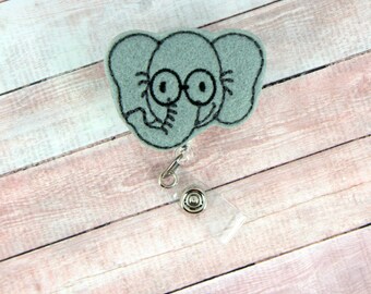 Geeky Elephant Badge Reel - Geeky Elephant - Badge Reel - Feltie Badge Reel- Retractable ID Badge Holder - Badge Pull - Badge Holder