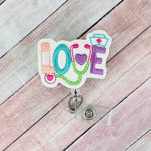 Love Nurse Badge Reel, Medical Badge Reel, Nurse ID Badge Holder, Retractable Badge, Peds Nurse Badge Reel, Hospital Badge Reel, Name Tag