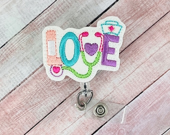 Love Nurse Badge Reel, Medical Badge Reel, Nurse ID Badge Holder, Retractable Badge, Peds Nurse Badge Reel, Hospital Badge Reel, Name Tag