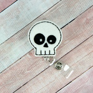 Skull Badge Reel - Fall Badge Holder - Halloween Badge Reel - Nurse Gift - Teacher Gift - Retractable ID Badge Holder - Badge Pull