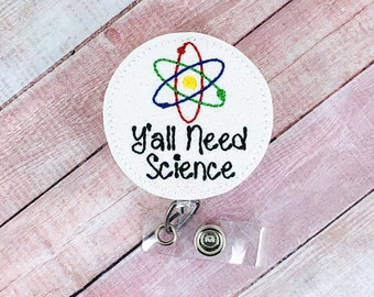Science Badge Reel, Scientist Badge Holder, Lab Tech Badge Holder, Retractable ID Badge, Lab Tech Badge Reel, Teacher Appreciation, Nurse