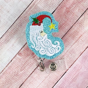 Vintage Santa Badge Reel, Christmas Badge Reel, Badge Holder, Retractable ID Badge,  Badge Buddy, Nurse Badge Reel, Winter Badge, Lanyard