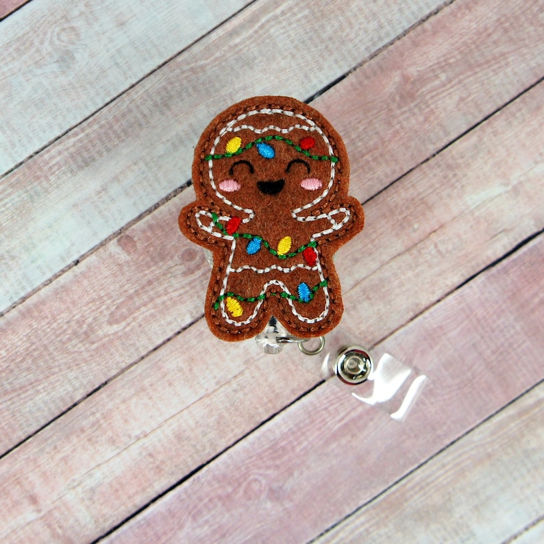 Gingerbread Badge Reel - Nurse Gift - Christmas Badge Reel - Tea