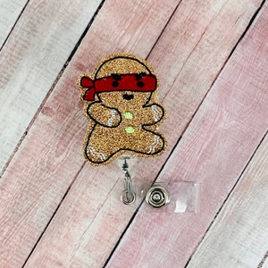 Ninja Ginja Badge Reel, Gingerbread Badge Clip, Nurse ID Holder, Winter Badge Reel, Medical ID Clip, Christmas Badge Reel, Funny Badge Reel