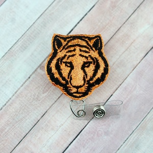 Tiger Badge Reel, Retractable ID Badge Holder, Nurse ID Holder, Teacher Lanyard, Glitter Badge Reel, Badge Reel Cute, Nurse Badge Reel