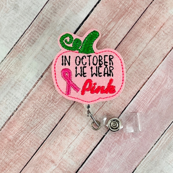 Bobina per badge cancro al seno, porta badge per infermiera oncologica, bobina per badge zucca, clip per badge autunnale, porta badge per infermiera, cordino per insegnante
