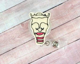 Larynx Badge Reel - Speech Pathologist Gift - Feltie Badge Reel - Speech Badge Reel - Retractable ID Badge Holder - Badge Pull