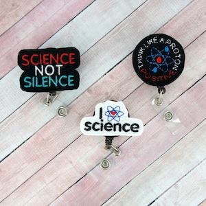 Science Badge Reel, Lab Tech Badge Reel, Science Badge Holder, Felt Badge Reel, Retractable ID Badge Holder, Badge Clip, Nurse Badge Reel