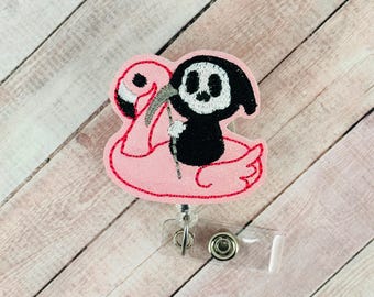 Porta credencial de la Parca de Verano, porta credencial de Halloween, porta credencial de enfermera, porta credencial retráctil, cordón, regalo de enfermera, adorno para credencial