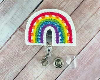 Modern Rainbow Badge Reel - Rainbow Badge Holder - Badge Reel - ID Badge  - ID Badge Reel - Badge Holder  - Lanyard