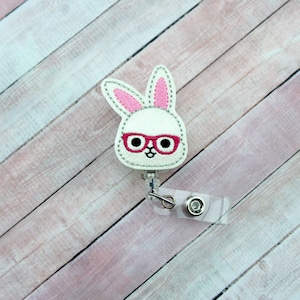 Geeky Bunny Badge Reel, Pasen Badge Reel, Lente Badge Houder, Intrekbare ID Houder, Bunny Badge Houder, Nurse Easter Gift, ID Badge