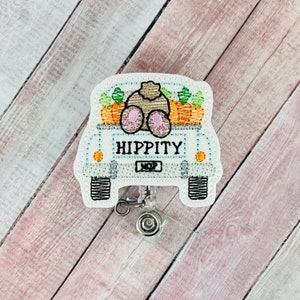 Easter Bunny Truck Badge Reel, Nurse Easter Gift, Retractable Badge Holder, ID Badge Pull, Badge Holder, Nurse Name Tag, Gifts for Nurses