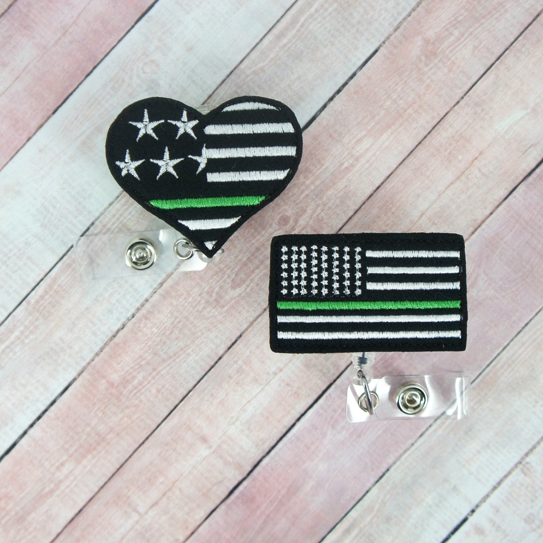 Thin Green Line Badge Reel Military Badge Reel Border Patrol Badge