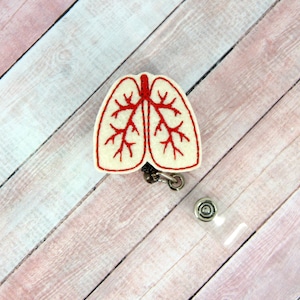 Lungs Badge Reel - Lungs - Felt Badge Reel - Nurse Badge Holder- Retractable ID Badge Holder - Badge Pull - Hospital Badge Reel - Lanyard
