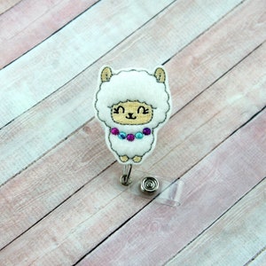 Llama Badge Reel - Llama Gift - Felt Badge Reel - Cute Badge Clip - Retractable ID Badge Holder - Badge Pull - Badge Holder - Nurse Gift
