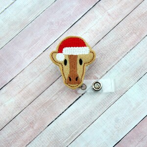 Santa Cow Badge Reel, Heifer Badge Reel , Felt Badge Reel, Christmas Badge Clip, ID Badge Holder, Badge Pull, Labor and Delivery Nurse