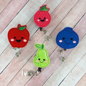 Fruit Badge Reel - Fruit - Feltie Badge Reel - Cute Badge Clip - Retractable ID Badge Holder - Badge Pull.