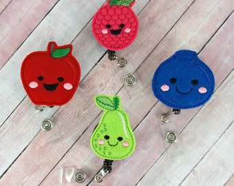 Fruit Badge Reel - Fruit - Feltie Badge Reel - Cute Badge Clip - Retractable ID Badge Holder - Badge Pull.