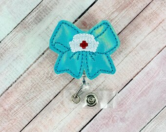 Porta credencial de enfermera Coquette Bow, porta credencial, clip para credencial de identificación médica, cordón retráctil, Badge Buddy, intercambiable, parte superior de credencial intercambiable