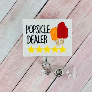 Popsicle Dealer Badge Reel, ER Nurse Badge Clip, Hospital Badge Holder, Retractable ID Badge Holder, Badge Buddy, Co-Worker Gift