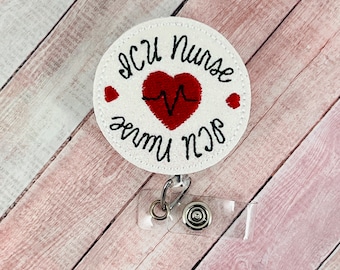 ICU Nurse Badge Reel, Nurse Badge Holder, Hospital ID Badge, Retractable Badge Clip, Worker Gift, Medical Badge Buddy, Intensive Care Unit