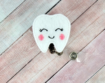 Tooth Badge Reel, Dentist Retractable Badge, ID Holder, Dental Badge Reel, Dental Hygienist Badge Reel