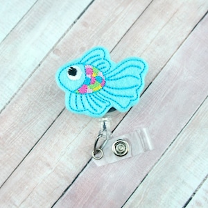 Pretty Fish Badge Reel, Summer Badge Reel, Nurse ID Badge Holder, Retractable Badge, Name Tag, ID Holder, Teacher Lanyard
