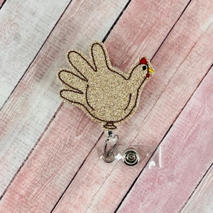 Turkey Balloon Glove Badge Reel, Thanksgiving Badge Reel, Fall Badge, Nurse Badge Holder, ID Badge, Badge Topper, Badge Buddy, Nurse Lanyard