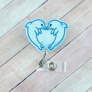 Delfin Herz Abzeichen Reel, Sommer Badge Reel, Krankenschwester ID Badge, einziehbarer ID Badge Halter, Badge Clip, Geschenke für Krankenschwestern, einziehbares Lanyard