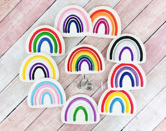 Pride Badge Reel, Rainbow Badge, LGBTQ+ Badge Reel, ID Badge, Awareness Badge Reel, Badge Clip, ID Holder, Lanyard, Nurse Badge Reel