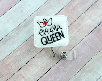 Trauma Queen Badge Reel, Trauma Nurse Badge Reel, Nurse ID Badge Clip, Retractable ID Badge Holder, Badge Pull, Gifts for Nurses