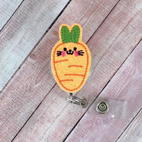Carrot Bunny Badge Reel, Easter Badge Holder, Spring Badge Reel, Nurse Badge Reel, ID Badge Holder, Teacher Lanyard, Nurse Gift, Cute Badge