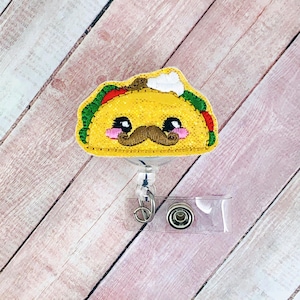 Glitter Senior Taco Badge Reel - Taco Badge - Badge Holder  - Cinco De Mayo Badge - Retractable ID Badge - Badge Pull - ID Badges - Lanyard