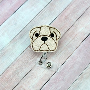 Bulldog Badge Reel, Dog Badge Reel, Teacher Lanyard, Puppy Badge Holder, Retractable ID Badge Holder, Cute Badge Reel, Nurse Badge Clip