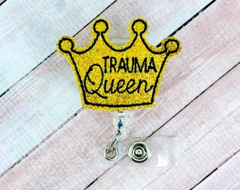 Porta credencial de Reina del Trauma, Porta credencial de Enfermera de Trauma, Porta credencial de Hospital, Credencial Médica Divertida, Clip para Credencial de Enfermera de Urgencias, Badge Buddy