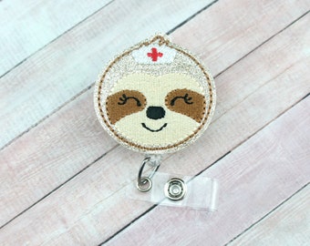 Nurse Sloth Badge Reel - Sloth Badge Reel - Nurse Badge Holder - Retractable Badge - Badge Pull - Lanyard - Badge Holder - Badge Reel