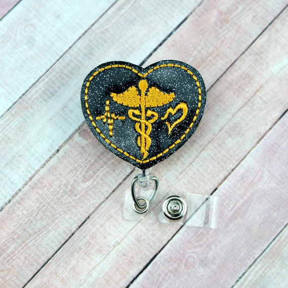 Medical Heart Badge Reel, Nurse Badge Holder, Retractable ID Badge