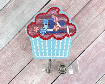 Patriotische Cupcake-Abzeichenrolle, Krankenschwester-Abzeichenrolle, einziehbarer Ausweishalter, 4. Juli-Abzeichenrolle, Sommer-Abzeichenrolle, medizinisches Abzeichen