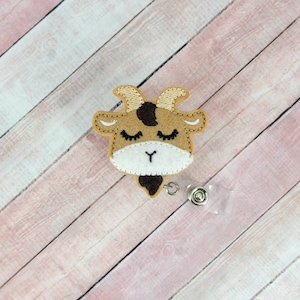 Goat Badge Reel - Goat Badge Holder - Feltie Badge Reel - Cute Badge Clip - Retractable ID Badge Holder - Badge Pull - Badge Clip - Lanyard