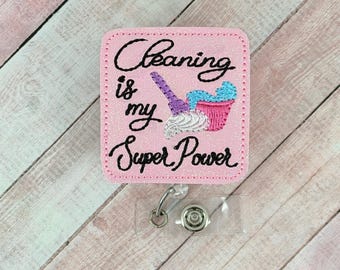 Cleaning is my Cardio ID Holder, Housekeeping Badge Reel, Teacher Lanyard, Coworker Gifts, Badge Buddy, Badge Topper, Interchangeable Badge