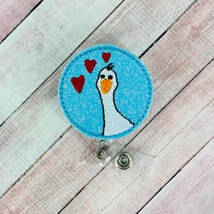 Goose Love Badge Reel, Funny Badge Holder, Nurse ID Badge, Teacher Lanyard, Retractable Badge Clip, Badge Topper, Coworker Gift