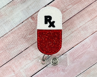 Carrete de credencial para pastillas, carrete de credencial de farmacéutico, tirador de credencial de enfermera, soporte para credencial, carrete de credencial de enfermera, soporte para credencial de médico, carrete de credencial para pastillas