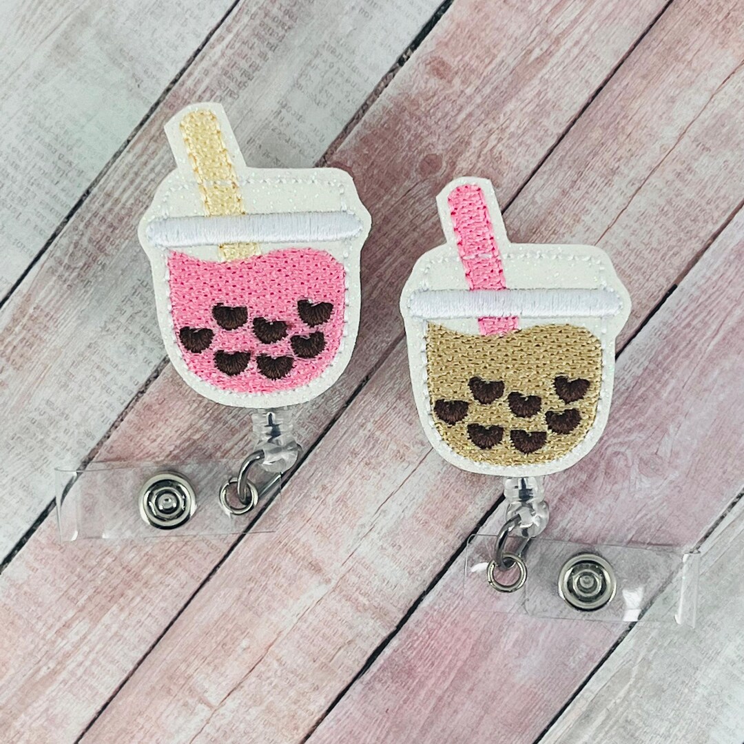 Boba Tea Badge Reel, Nurse Badge Reel, Retractable ID Badge Holder