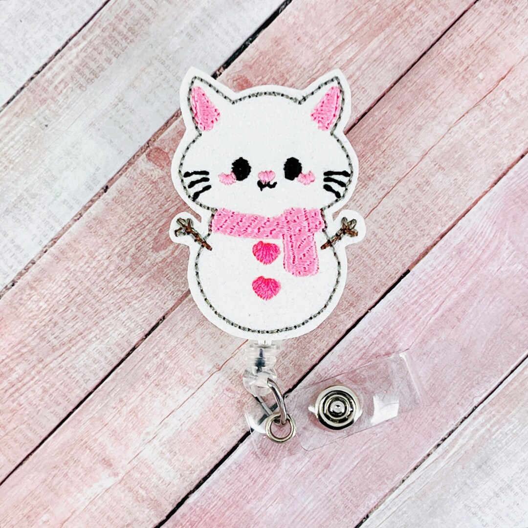 Kitty Snowman Badge Reel Winter Badge Holder Nurse ID Badge - Etsy