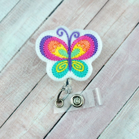 Butterfly Badge Reel Badge Holder Badge Reel Retractable ID Badge Holder  Lanyard Nurse Gift Glitter Badge Reel Teacher Gift 
