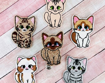 Cat Badge Reel, Nurse ID Badge Reel, Retractable Badge Holder, Gifts for Nurses, Kitty Badge Reel, ID Reel For Nurse, Name Tag, Badge Clip